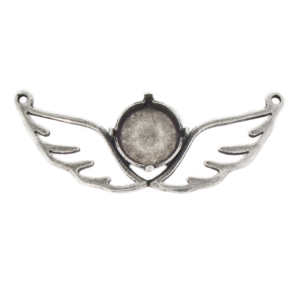 12mm Rivoli Hollow Wings Pendant base with 2 loops