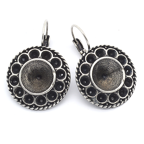 Round flower drop earring base 22mm outside diameter 