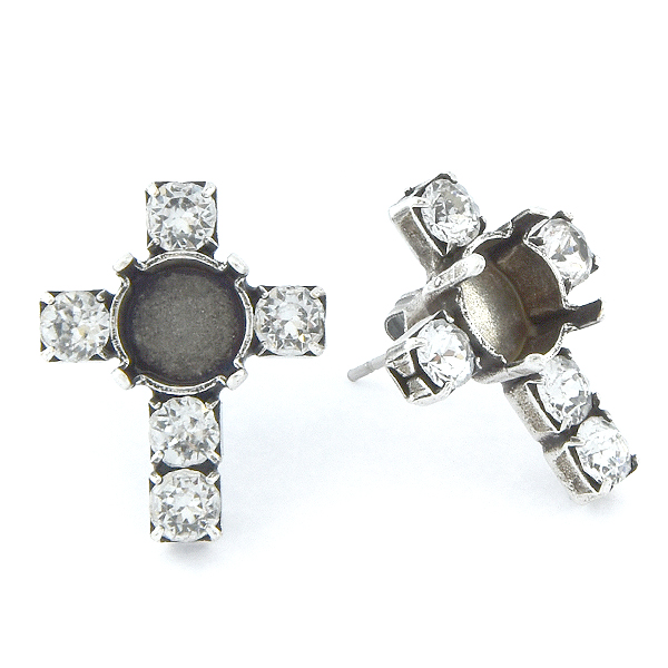 39ss with 32pp Rhinestones Cross Stud Earring base