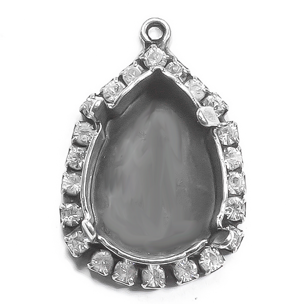 14x10mm Pear shape stone setting with Rhinestones and top loop