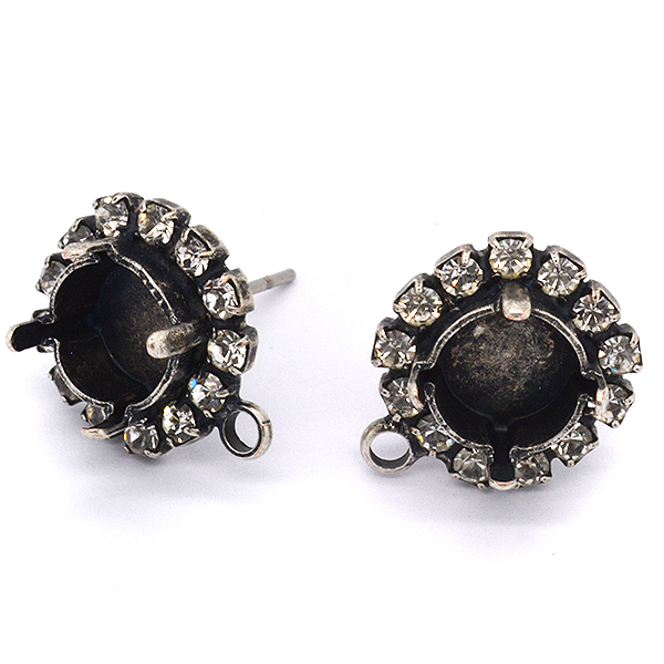 39ss Stud Earrings settings with Rhinestones and bottom loop