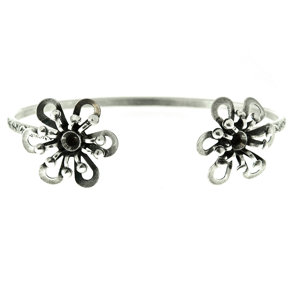 24ss stone settings Metal casting Flower elements on Open Floral bangle bracelet base