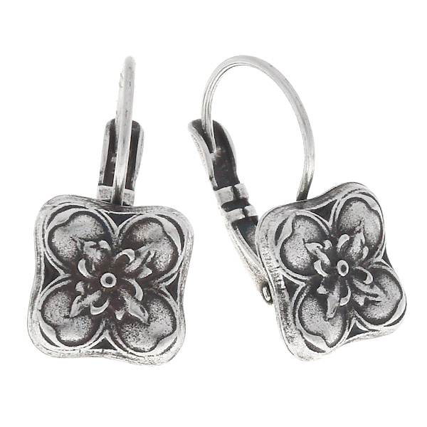 Floral square Lever back earring base