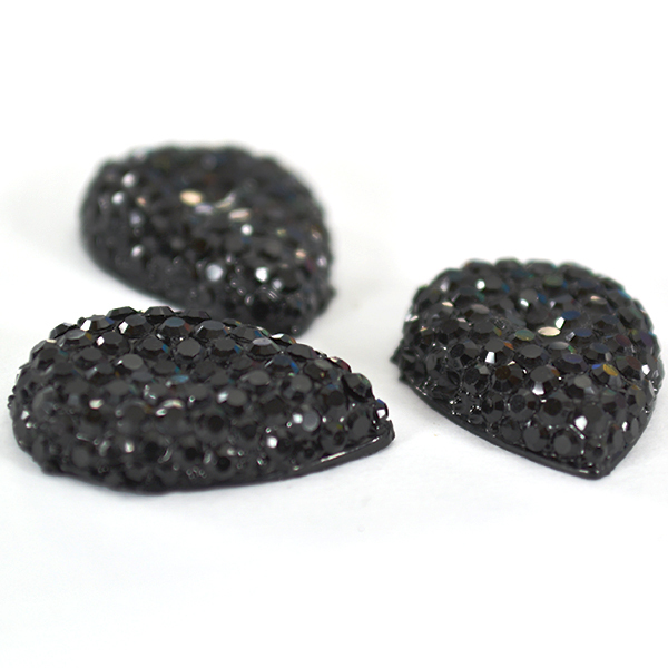 Pear shape 13-18mm Black Sparkle cabochon 