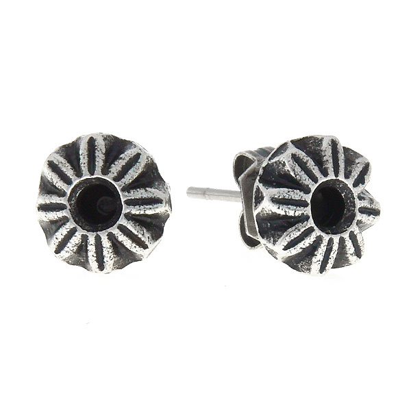 24pp Flower Metal Casting element on Stud Earring bases