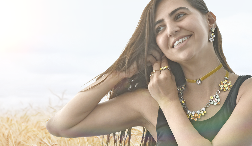 Fashionable Yellow sunshine and pink jewelry set